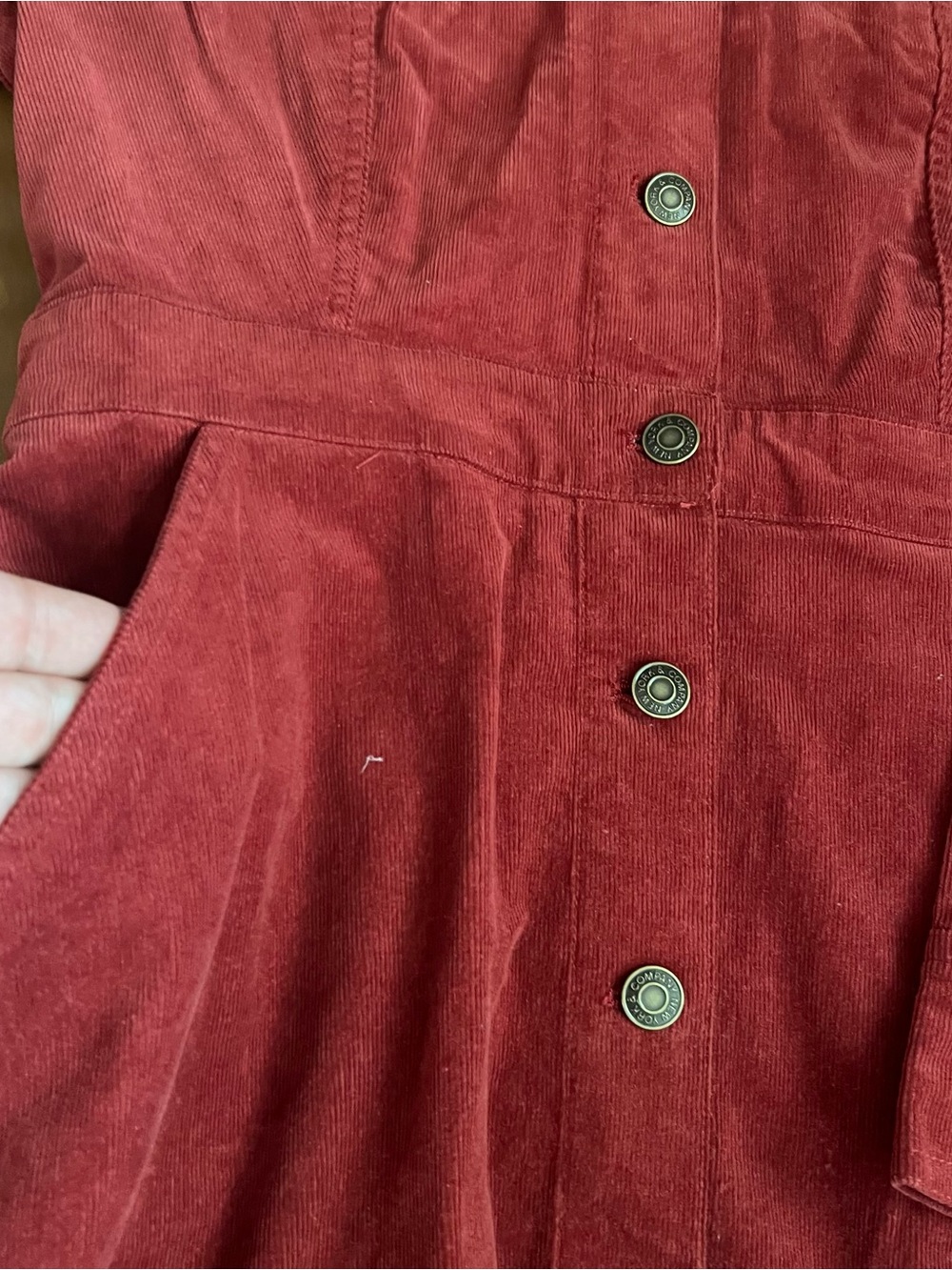 New York & Company Rust Red Button-Front Long Sleeve Shirt Dress Jacket Sz M - Picture 8 of 8